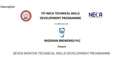 Nigerian Breweries Plc Industrial Training Fund (ITF) NECA – Technical Skills Development Programme